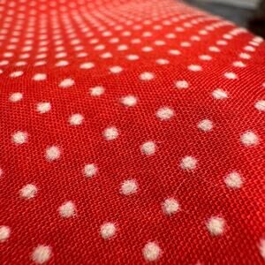 Vintage Flocked Red Swiss Dot Textured Fabric 44”x 1 yard